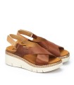 SANDALIAS DE PIEL CON CUÑA Y CIERRE CON VELCRO PARA MUJER PIKOLINOS GOMERA W0K-0606C1 CUERO