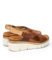 SANDALIAS DE PIEL CON CUÑA Y CIERRE CON VELCRO PARA MUJER PIKOLINOS GOMERA W0K-0606C1 CUERO