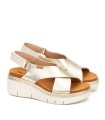 SANDALIAS DE PIEL CON CUÑA Y CIERRE CON VELCRO MUJER PIKOLINOS GOMERA W0K-0606CLC1 ORO