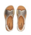 SANDALIAS DE PIEL CON CUÑA Y CIERRE CON VELCRO MUJER PIKOLINOS GOMERA W0K-0606CLC1 ORO