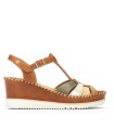SANDALIA CONFORT DE PIEL CON CUÑA PARA MUJER PIKOLINOS AGUADULCE W3Z-1836C1 BRANDY