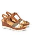 SANDALIA CONFORT DE PIEL CON CUÑA PARA MUJER PIKOLINOS AGUADULCE W3Z-1836C1 BRANDY