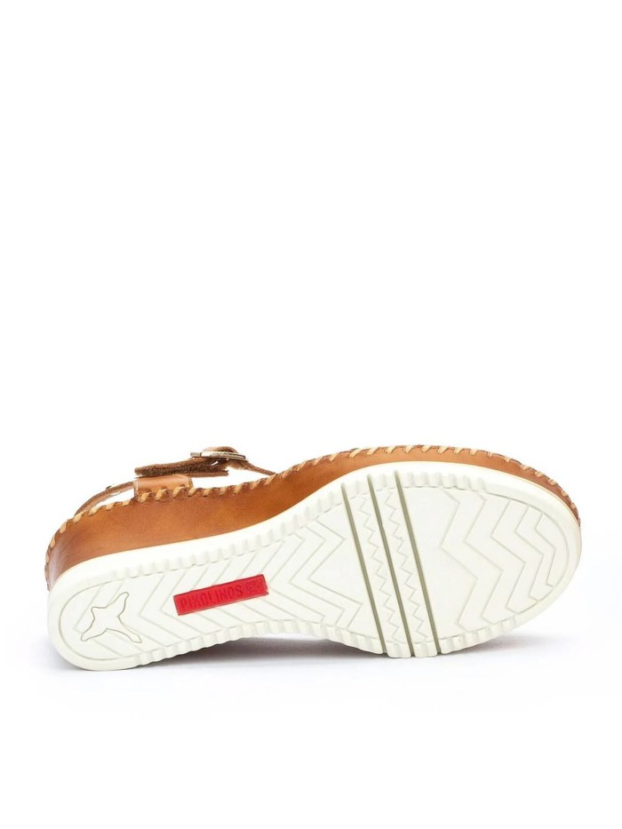 SANDALIA CONFORT DE PIEL CON CUÑA PARA MUJER PIKOLINOS AGUADULCE W3Z-1836C1 BRANDY
