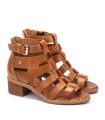 SANDALIAS DE TACÓN BLOQUE CON CREMALLERA PARA MUJER PIKOLINOS BLANES W3H-1823 CUERO