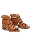 SANDALIAS DE TACÓN BLOQUE CON CREMALLERA PARA MUJER PIKOLINOS BLANES W3H-1823 CUERO