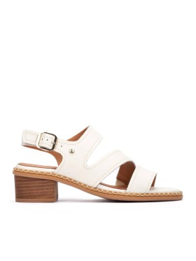 SANDALIAS DE TACÓN BAJO CON HEBILLA PARA MUJER PIKOLINOS BLANES W3H-1635 BEIGE