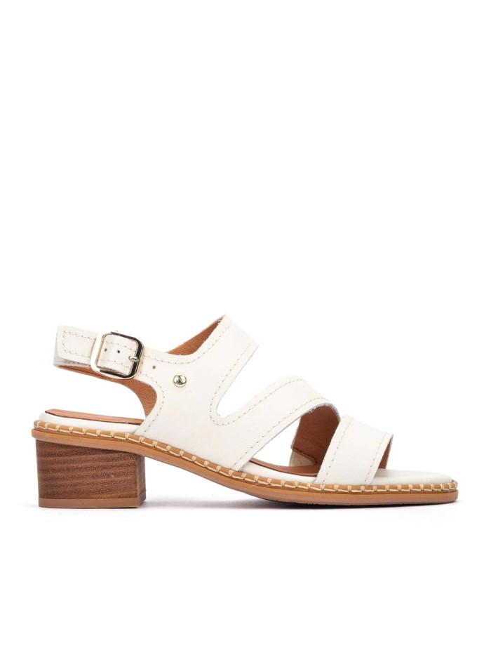 SANDALIAS DE TACÓN BAJO CON HEBILLA PARA MUJER PIKOLINOS BLANES W3H-1635 BEIGE