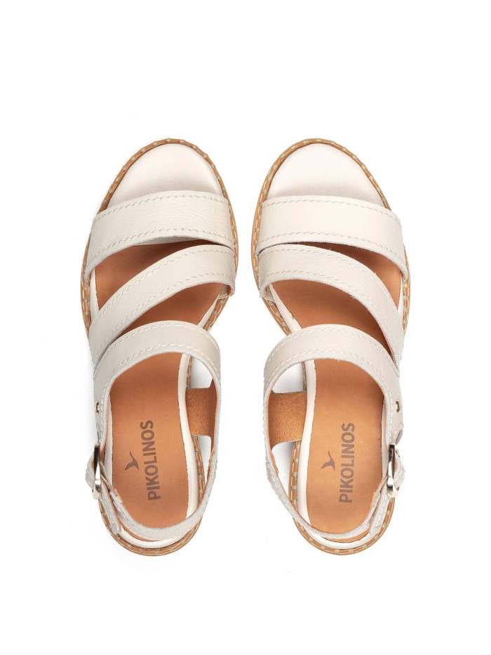 SANDALIAS DE TACÓN BAJO CON HEBILLA PARA MUJER PIKOLINOS BLANES W3H-1635 BEIGE