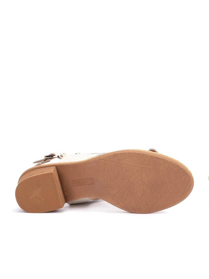 SANDALIAS DE TACÓN BAJO CON HEBILLA PARA MUJER PIKOLINOS BLANES W3H-1635 BEIGE