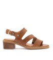 SANDALIAS DE TACÓN PAJO CON HEBILLA PARA MUJER PIKOLINOS BLANES W3H-1635 CUERO