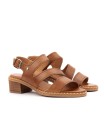 SANDALIAS DE TACÓN PAJO CON HEBILLA PARA MUJER PIKOLINOS BLANES W3H-1635 CUERO