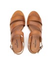 SANDALIAS DE TACÓN PAJO CON HEBILLA PARA MUJER PIKOLINOS BLANES W3H-1635 CUERO