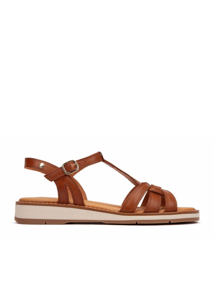 SANDALIAS DE PIEL CON HEBILLA PARA MUJER PIKOLINOS ROQUETAS W9B-0789 CUERO