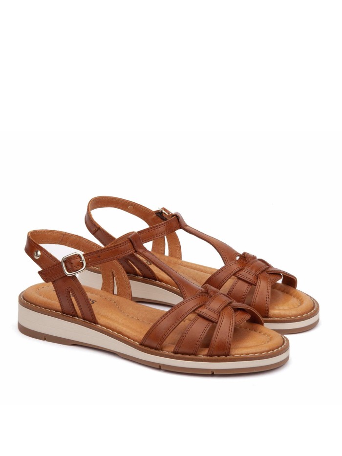 SANDALIAS DE PIEL CON HEBILLA PARA MUJER PIKOLINOS ROQUETAS W9B-0789 CUERO