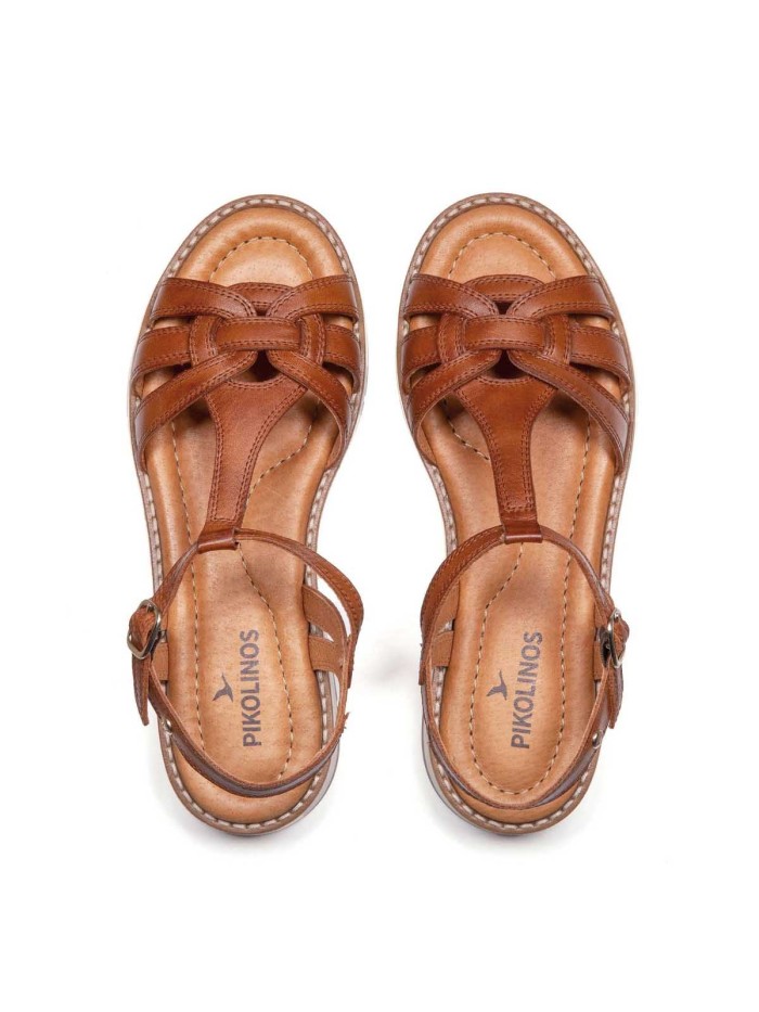 SANDALIAS DE PIEL CON HEBILLA PARA MUJER PIKOLINOS ROQUETAS W9B-0789 CUERO