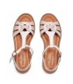 SANDALIAS PLANAS DE PIEL CON HEBILLA PARA MUJER PIKOLINOS ROQUETAS W9B-0789 BEIGE
