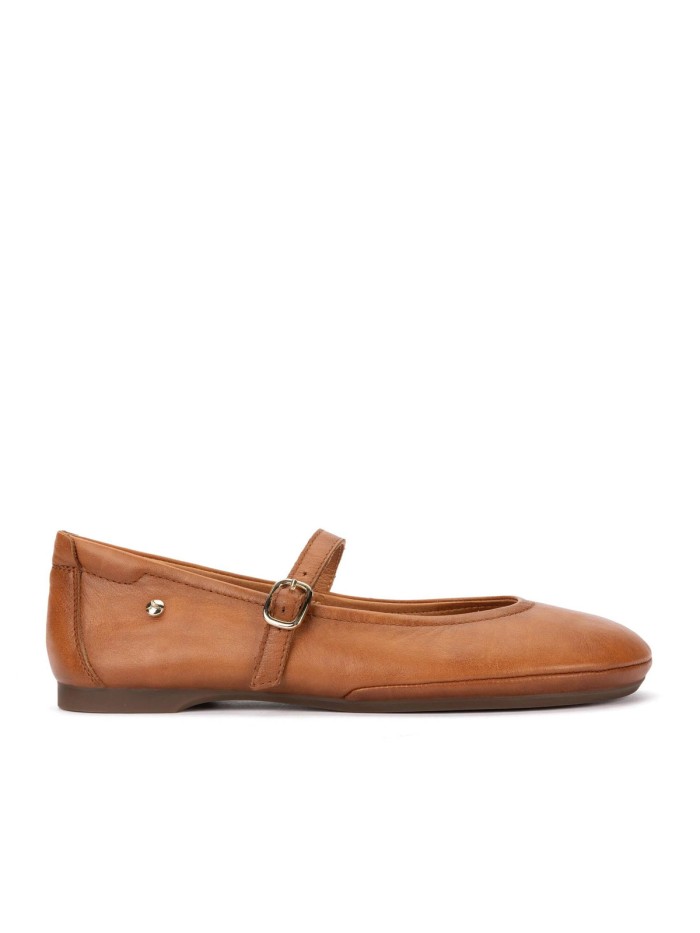 BAILARINAS DE PIEL CON TIRA Y HEBILLA PARA MUJER PIKOLINOS CARMONA W2S-2631CO CUERO