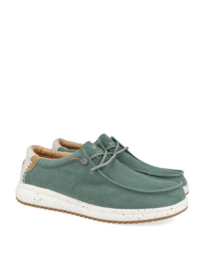 ZAPATO WALLABI LIGERO Y TRANSPIRABLE DE LONA VERDE PARA HOMBRE PITAS NIAS