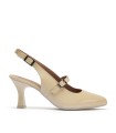 ZAPATO BEIGE DE PIEL CHAROL CON TACÓN PARA MUJER PITILLOS 11190 BEIGE