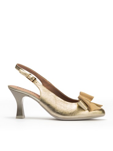ZAPATO DE SALÓN DESTALONADO CON LAZO DECORATIVO PARA MUJER PITILLOS 11191 ORO