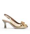 ZAPATO DE SALÓN DESTALONADO CON LAZO DECORATIVO PARA MUJER PITILLOS 11191 ORO