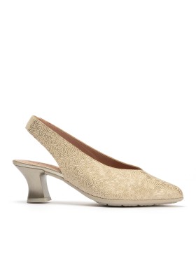 ZAPATO ELEGANTE Y CONFORTABLE DE TACÓN DESTALONADO PARA MUJER PITILLOS 11180 ORO