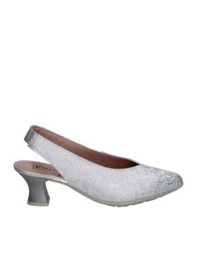 ZAPATO DE PIEL DESTALONADO CON TACÓN CÓMODO PITILLOS 11180 PLATA