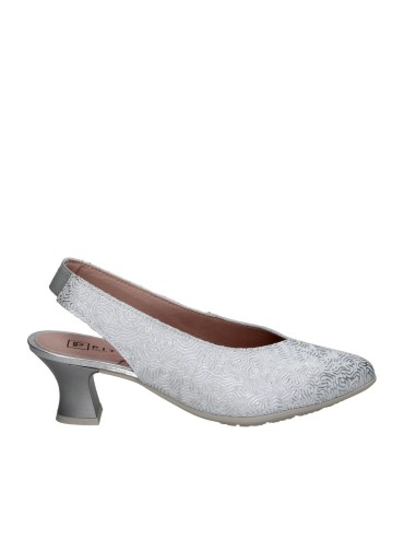 ZAPATO DE PIEL DESTALONADO CON TACÓN CÓMODO PITILLOS 11180 PLATA