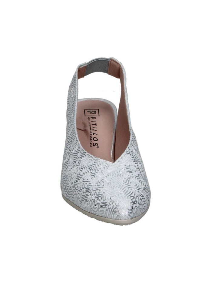 ZAPATO DE PIEL DESTALONADO CON TACÓN CÓMODO PITILLOS 11180 PLATA