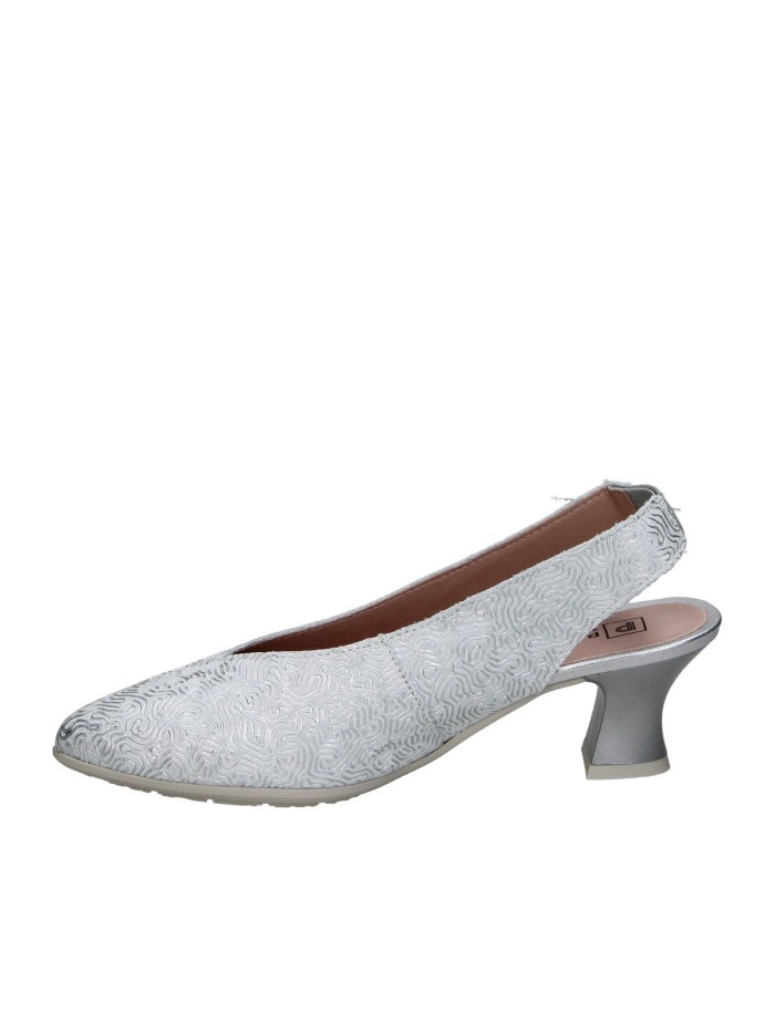 ZAPATO DE PIEL DESTALONADO CON TACÓN CÓMODO PITILLOS 11180 PLATA