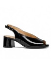 SANDALIAS DE TACÓN CÓMODO EN PIEL CHAROL PARA MUJER PITILLOS 11212 NEGRO