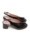 SANDALIAS DE TACÓN CÓMODO EN PIEL CHAROL PARA MUJER PITILLOS 11212 NEGRO