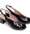 SANDALIAS DE TACÓN CÓMODO EN PIEL CHAROL PARA MUJER PITILLOS 11212 NEGRO