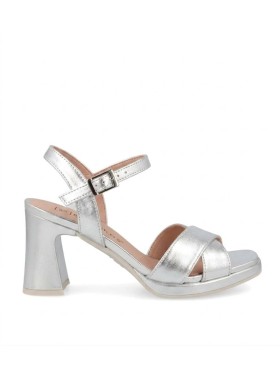 SANDALIAS ELEGANTES DE TACÓN EN PIEL PARA MUJER PITILLOS 11223 PLATA