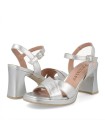 SANDALIAS ELEGANTES DE TACÓN EN PIEL PARA MUJER PITILLOS 11223 PLATA
