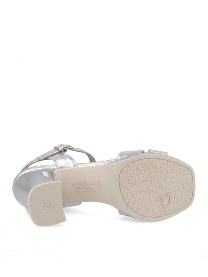 SANDALIAS ELEGANTES DE TACÓN EN PIEL PARA MUJER PITILLOS 11223 PLATA