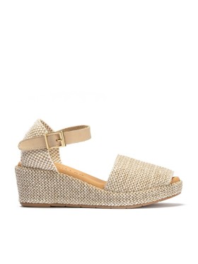 SANDALIA VALENCIANA DE MUJER CON HEBILLA EN RAFIA BEIGE PITILLOS 11260