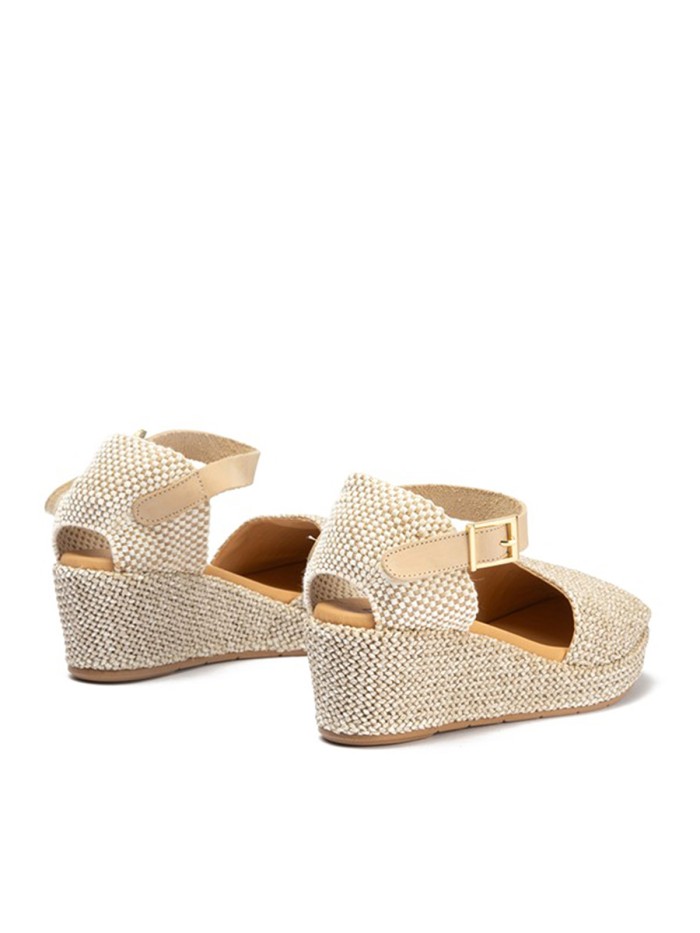 SANDALIA VALENCIANA DE MUJER CON HEBILLA EN RAFIA BEIGE PITILLOS 11260