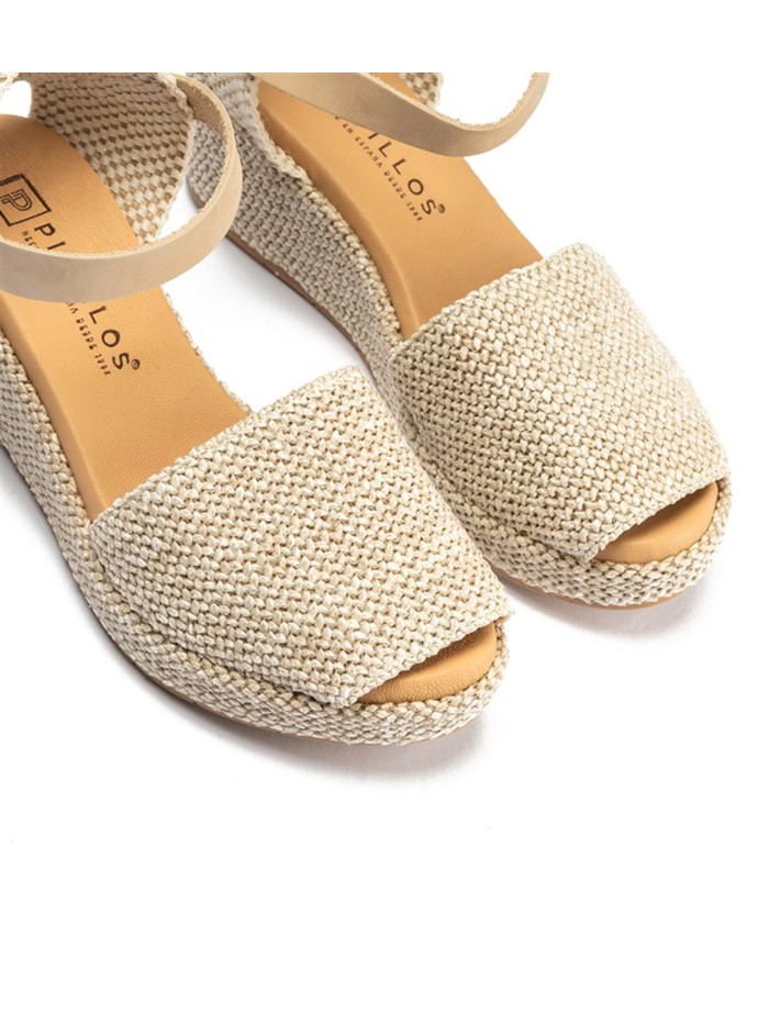 SANDALIA VALENCIANA DE MUJER CON HEBILLA EN RAFIA BEIGE PITILLOS 11260