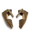 SANDALIAS VALENCIANAS DE MUJER CON CUÑA EN RAFIA PITILLOS 11260 KAKI