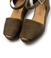 SANDALIAS VALENCIANAS DE MUJER CON CUÑA EN RAFIA PITILLOS 11260 KAKI