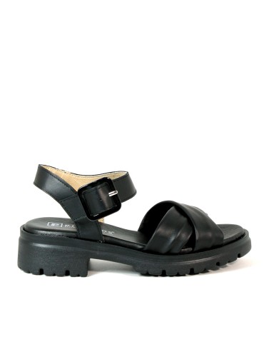 SANDALIAS DE PIEL NEGRAS CÓMODAS CIERRE DE HEBILLA PARA MUJER PITILLOS 2832