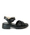 SANDALIAS DE PIEL NEGRAS CÓMODAS CIERRE DE HEBILLA PARA MUJER PITILLOS 2832