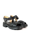 SANDALIAS DE PIEL NEGRAS CÓMODAS CIERRE DE HEBILLA PARA MUJER PITILLOS 2832