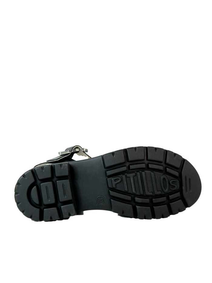 SANDALIAS DE PIEL NEGRAS CÓMODAS CIERRE DE HEBILLA PARA MUJER PITILLOS 2832