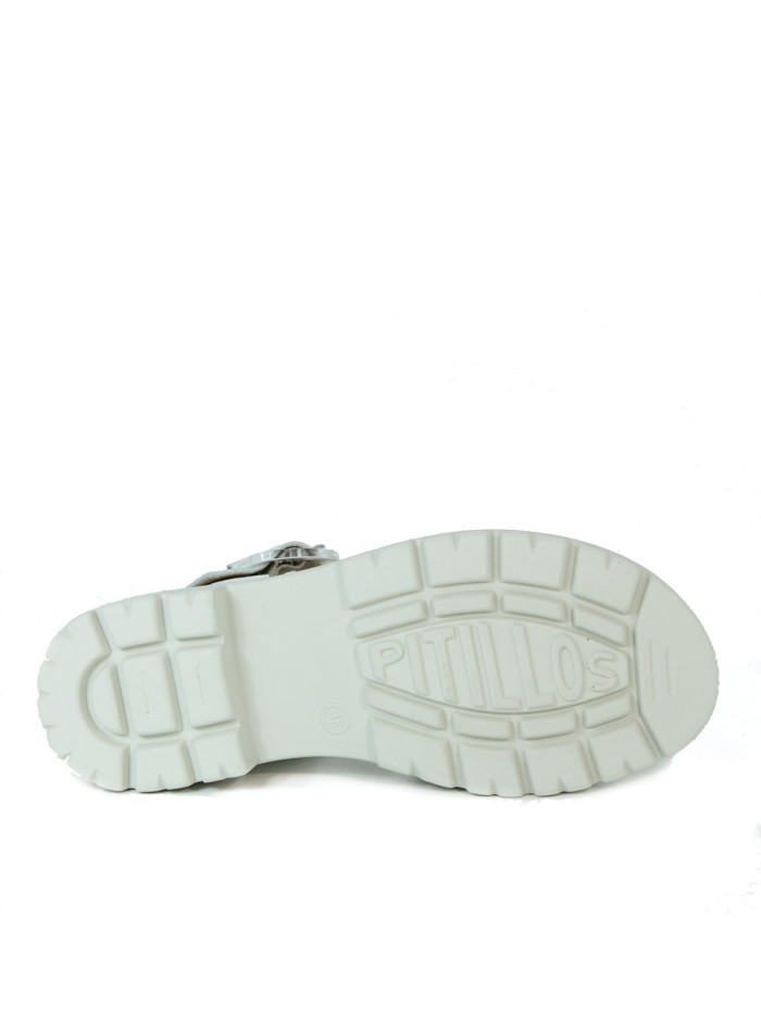 SANDALIA BLANCA DE PIEL CÓMODA CON TIRAS CRUZADAS PARA MUJER PITILLOS 2832