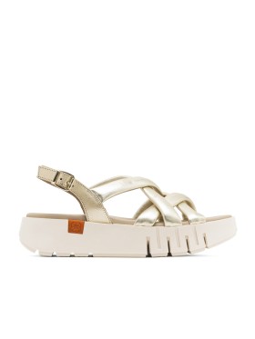 SANDALIA DE CUÑA DE PIEL PARA MUJER PORRONET DANIELA 3257 ORO