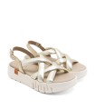 SANDALIA DE CUÑA DE PIEL PARA MUJER PORRONET DANIELA 3257 ORO