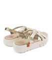 SANDALIA DE CUÑA DE PIEL PARA MUJER PORRONET DANIELA 3257 ORO