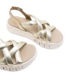 SANDALIA DE CUÑA DE PIEL PARA MUJER PORRONET DANIELA 3257 ORO